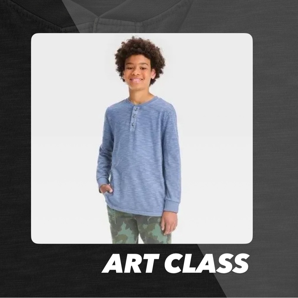 EUC Art Class Washed Henley Tee Shirt